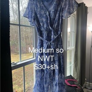 SO Blue Floral Wrap Maxi Dress with Tie Waist